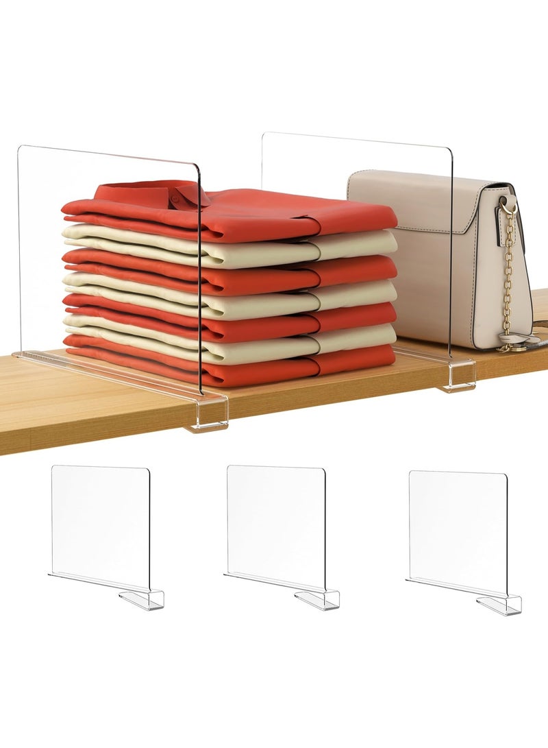 كيتشينو فواصل رفوف شفافة، منظم محفظة عمودي للخزانة مثالي للسترات والقمصان وحقائب اليد في غرفة النوم والمطبخ، رف كتب اكريليك قابل للتعديل للتنظيم من 3 قطع - Image 1